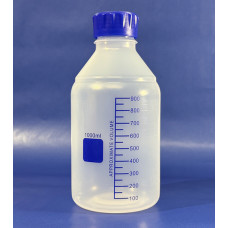 Plastic PP Reagent Bottle, graduated, 1000ml, with Blue GL45 Lid, EACH