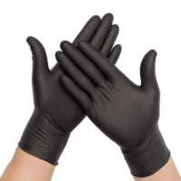 Nitrile Examination Gloves, BLACK, Powder Free, LARGE, Box 100