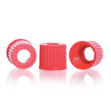  Screw-caps with aperture, GL 18, PBT, red, aperture bore 11 mm, EACH