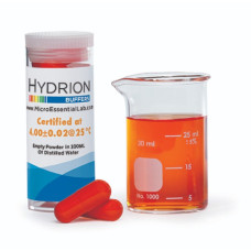 Hydrion Buffer Caps. Color Safe (Red), makes 4.0 pH Buffer Solution, Vial of 10