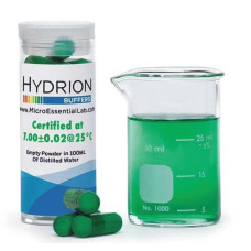 Hydrion Buffer Caps. Color Safe (Green), makes 7.0 pH Buffer Solution, Vial of 10