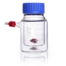  Double walled (Jacketed) GLS 80 bottle 500 ml complete with PP pouring ring, PP cap (blue), EACH