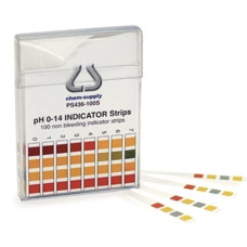 pH Indicator strips 0-14 (Four pad, 1 unit intervals), 100 strips