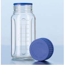 DURAN®  baffled wide mouth bottle GLS 80, clear glass, with screw cap and pouring ring (PP), 1000 ml (dbl)